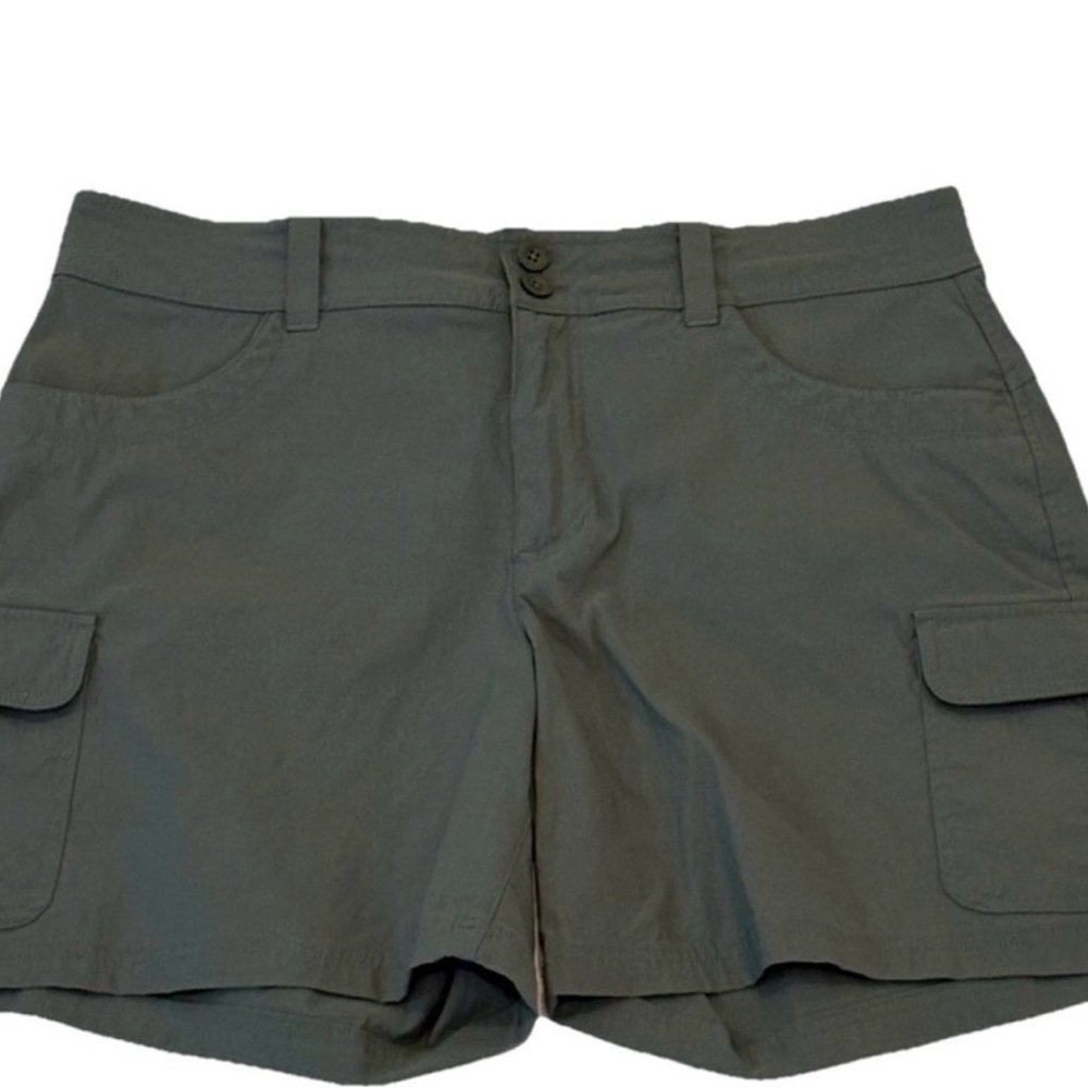 Women’s Eddie Bauer Green Summer Trail Hiking Camping Cargo Shorts Size 14
